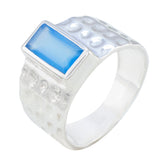 Liyana Blue Solitaire Ring for Women in Silver